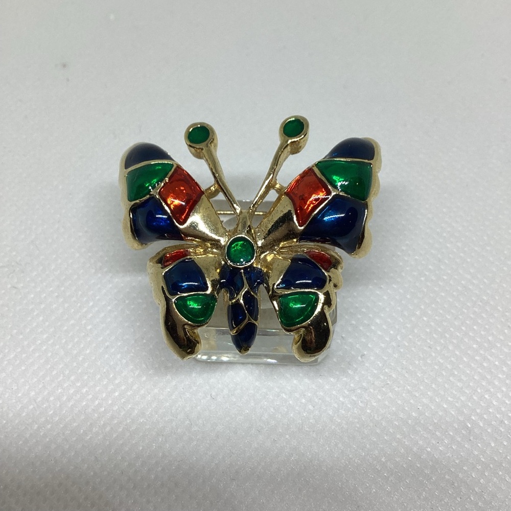 Gold Tone Colorful Enamel Butterfly Brooch Pin